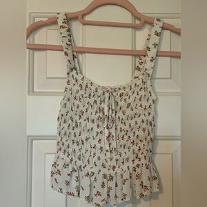 Elegant Floral Smocked Tank Top